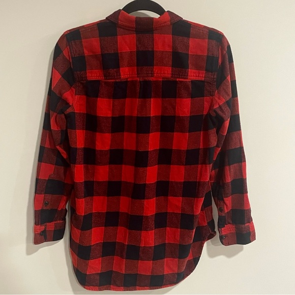 MADEWELL Ex Boyfriend Buffalo Check Flannel Button Down - Red Black Size Small - Picture 6 of 10